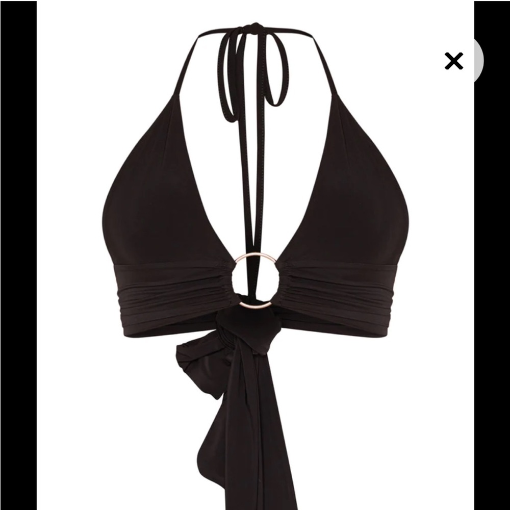 Black pretty little thing halter top with ring